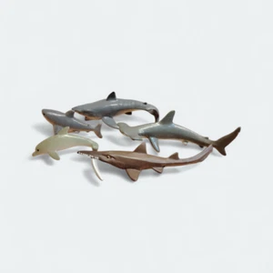 Lot of 5 Toy Miniature SHARKS DOLPHIN Hammerhead 1" Mini Figure Dollhouse Animal - Picture 1 of 7
