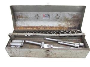 LOTTO PRESA DI AZIONAMENTO VINTAGE HUSKY TOOLS 1/2", INCLUDE SCATOLA HUSKY #2482, Made in USA - Foto 1 di 16