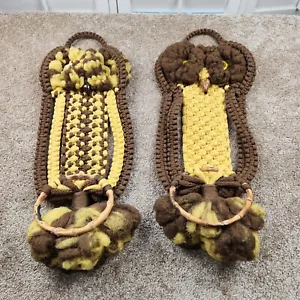 Macrame Wall Hanging Owl Brown Boho MCM Lot of 2 - Picture 1 of 8