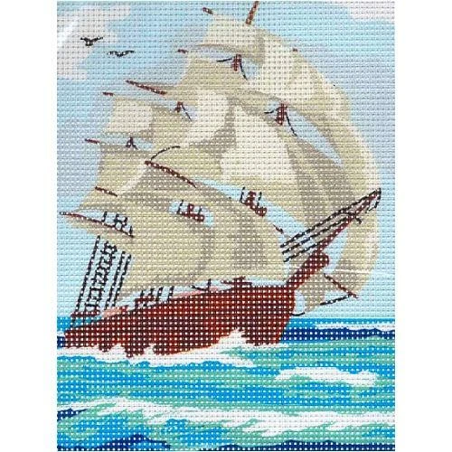 Kit canevas bateau toile coton + aiguille + fils enfants broderie   - Photo 1/1