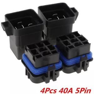4Pcs Waterproof 12V 40 A 5 Pin Prong Automotive Relay & Socket Kit w/ Terminals - Picture 1 of 12