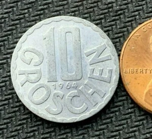 1964 Austria 10 Groschen Coin AU High Grade #B624 - Picture 1 of 2