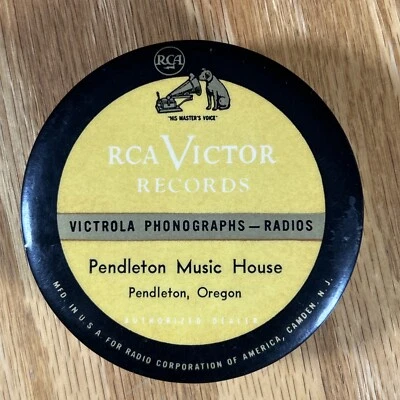 Pincel espanador antigo disco RCA Victor Nipper Pendleton Oregon Music House Origi - Imagem 1 de 4