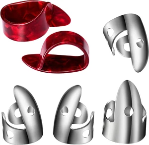 6 Pack Banjo Finger Picks Set Stainless Steel Finger Picks and Thumb Picks (free - Picture 1 of 11