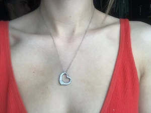 Tiffany & Co Platinum Elsa Peretti Diamond 22mm Heart Necklace .84 TCW Appraisal - Picture 1 of 12