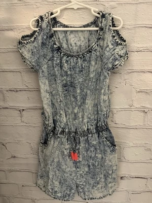 Wonder Nation Blue Tie Dye Romper Elastic Waist Cotton/Rayon EUC Girl's M(7/8) - Image 1 of 4