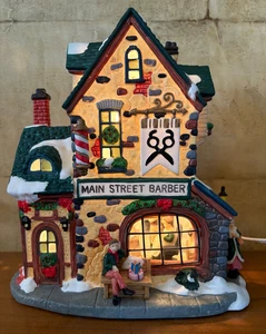 Holiday Expressions Main Street Barber Porcelain Light House Int/Ext Figurines - - Picture 1 of 6