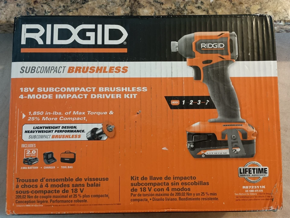 Ridgid SubCompact Brushless 18V 4Mode IMPACT DRIVER KIT R872311k - Image 1 of 1