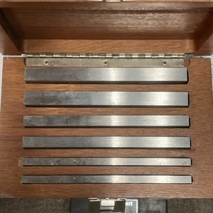 "Juego paralelo vintage marrón y afilado con estuche de madera herramientas de maquinista EE. UU. 1/4""-1/2""" - Imagen 1 de 5