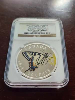CANADA 2013 50 Cents Silvered NGC PF70 Tiger Swallowtail Butterfly - Image 1 of 4