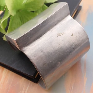 Vtg Industrial Brutalist Modern Cast Silver Tone Alloy 6 1/2" Wide Cuff Bracelet - Picture 1 of 5