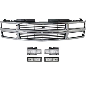 Grille For 1994-99 Chevrolet K1500 94-99 C1500 with Headlamp and Turn Signal Kit - Picture 1 of 11