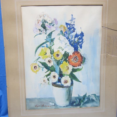 Edgar Forkner 1867-1945 Original Watercolor Painting What Vase Floral Signed - Image 1 of 3