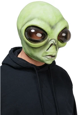 Full Overhead Mask Adults Space Alien Mask Mens Ladies Fancy Dress Green - Image 1 of 3