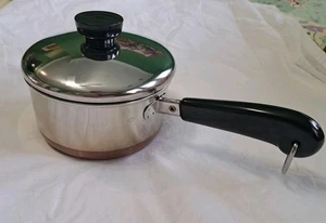 Vintage Revere Ware 1 Qt Saucepan Pot w/Lid Copper Bottom Single Ring - Picture 1 of 9