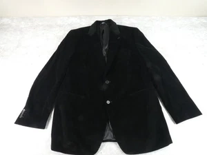 Marc Anthony Sport Coat Mens 44 R Black Velvet 2 Button Blazer Casual Jacket - Picture 1 of 20