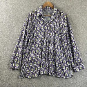Made in Italy Top Blouse Size L Large Shirt Button Up Purple Peasant Festival - Bild 1 von 7
