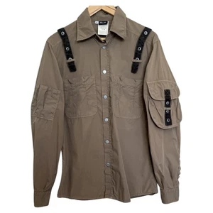 VTG 2004 D&C Dolce & Gabbana Cargo Military Bondage Shirt Snap Mens Medium Khaki - Picture 1 of 13