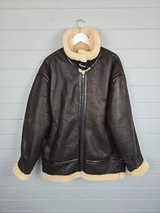 Vintage 80er Jahre B3 Shearling Bomber Fliegerjacke 2XL XXL Lammfell Leder braun - Bild 1 von 20