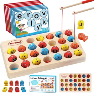 Magnetic Wooden Fishing Game Toy for Toddlers, Fine Motor Skill Toy ABC Alphabet - Picture 1 of 12