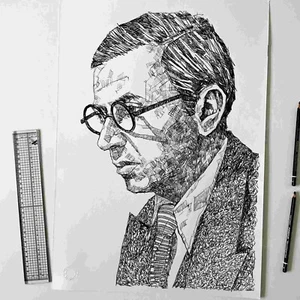 JEAN-PAUL SARTRE Originalkunstwerk, Bleistiftzeichnung, Großmaßstab A2, Philosophie - Bild 1 von 7