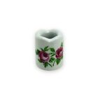 Mini bougie conique vintage fleur de rose porcelaine céramique Allemagne festonnée