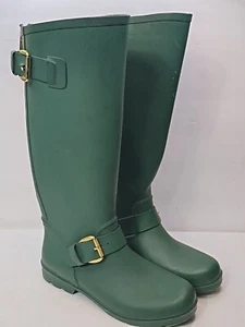 Steve Madden Boots Womans 10 Green Rubber Rain Boot Waterproof Riding Chore Boot - Picture 1 of 21