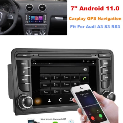 适合奥迪 A3 S3 RS3 7" Android 11.0 汽车立体声收音机 Carplay 触摸屏 GPS — 第 1/4 张图片