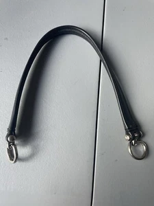 14” Coach Silver Hardware Black Leather Handbag Clutch Handle Short Purse Strap - Picture 1 of 8