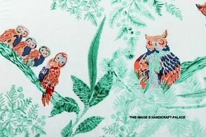 Indian Cotton Fabric Owl Print Running Loose Sewing Craft By The Yard Ethnic - Picture 1 of 4