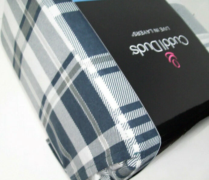 Cuddl Duds Dark Blue Gray Plaid HeavyWeight Flannel King Duvet Cover 2 Shams - Image 1 of 4