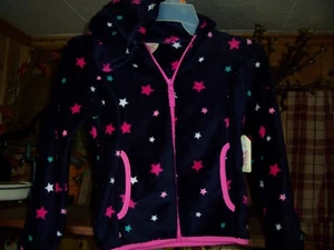 FADED GLORY GIRLS JACKET SIZE XS 4-5 STAR DESIGN BLACK PINK FUR LINING COAT NEW - Picture 1 of 1