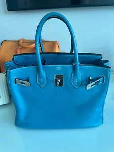 Hermes Birkin 30 Bleu Jean -PHW Clemence -Blue PRELOVED (J Stamp) - Picture 1 of 17