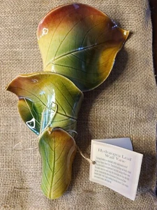 Hydrangea WallPocket HandMade Painted Michael Curtis 2014 Earthen vessel Potter - Picture 1 of 14