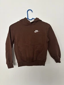 Felpa con cappuccio pullover Nike ragazzo marrone logo manica lunga taglia SMALL - Foto 1 di 4