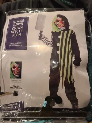 Evil Clown Child Costume Green & Black Shirt Halloween Seasonal Visions 12-14 L - Image 1 of 4
