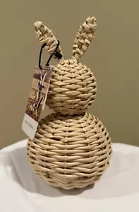 Rae Dunn Wicker Bunny Rabbit Happy Easter Wicker Brand New TikTok Viral Decor - Picture 1 of 4