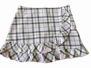 Janie And Jack Girls Mini Skirt w/ruffle; lavender, purple & mint plaid. Easter. - Picture 1 of 9