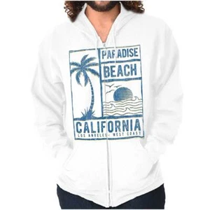 Paradise Beach California Los Angeles Palm Sweatshirt Zip Up Hoodie Men Women - Picture 1 of 7