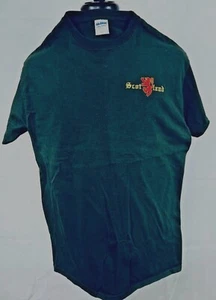 Scottish Rampant Lion Mens Embroidery Dark Green Short Sleeve T-Shirt Sz L - Picture 1 of 5