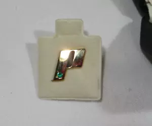 Premier Bank Bankcard 14kt GOLD lapel pin w/ Emerald - Picture 1 of 4