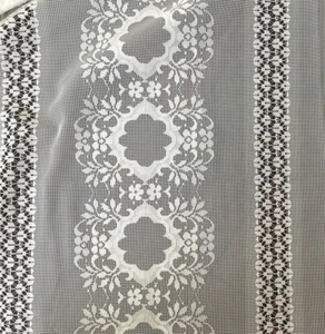 VTG Light Weight Floral Lace Fabric Piece 118" Wide 96" Long Ivory - Picture 1 of 6