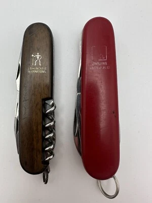 Lot Of 2 Zwilling Ja Henckels Solingen Multi Tool Knife Wood Handle Red Used - Image 1 of 4