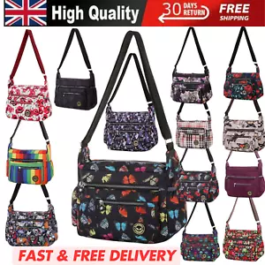 LADIES GIRLS CRINKLE NYLON CROSSBODY BAG - LIGHTWEIGHT SHOULDER & MESSENGER BAG - Picture 1 of 107