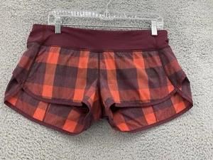 Red Plaid Lululemon Athletic Running Shorts Women's Size 8 - Picture 1 of 8