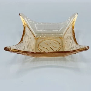 Vintage Orange Fused Glass Square Trinket Tray Dish Ashtray 4in - Picture 1 of 5