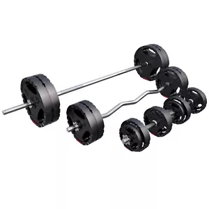 GORILLA SPORTS® Hantelset 100kg Gewichte Kurzhanteln Langhantel SZ Curlstange - Bild 1 von 12