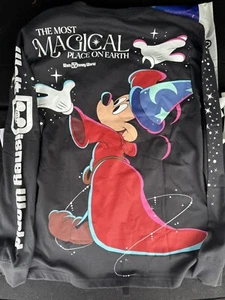 Disney Parks Shirt Long Sleeve 2025 WDW Sorcerer Mickey Fantasia Black Large - Picture 1 of 5
