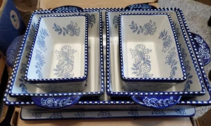Juego de 6 Cazuela de Gres Baum Platos para Hornear Azul Marino y Crema Floral Paisley - Imagen 1 de 2