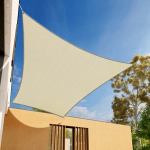 Beige 2-7ft Rectangle Sun Shade Sail Patio Yard Pool Canopy Shelter Shade Cover - Picture 1 of 13